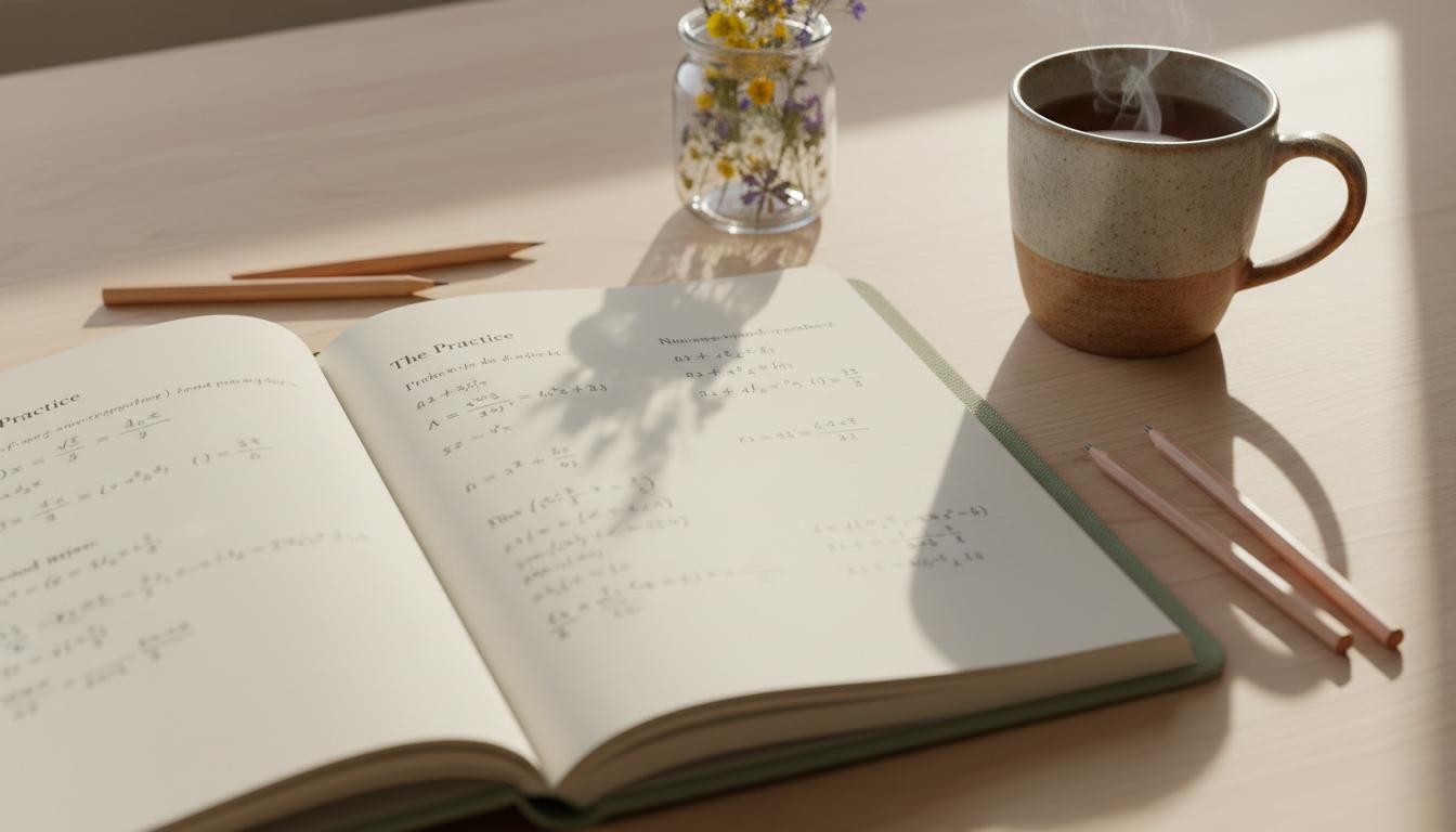 Study materials on wooden desk